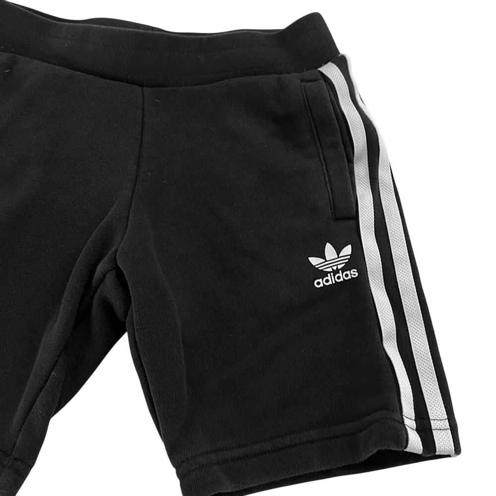 Adidas 3 Stripe Black White Cotton Shorts Size Youth Girl's XS (5/6) - Picture 2 of 4